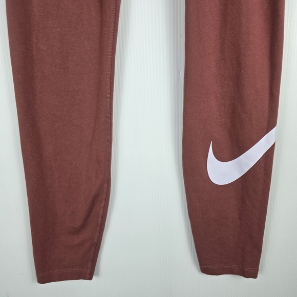 Nike Rust Colored Leggings with Signature Swoosh Size M Soft Activewear Sporty - Picture 7 of 10